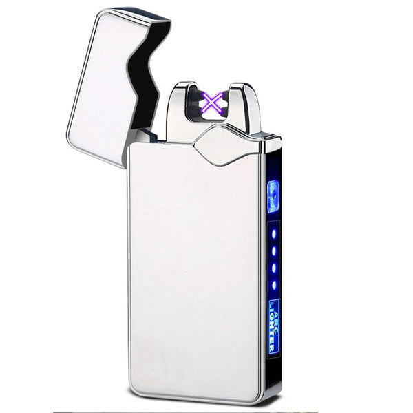 USB Electric Lighter Finger print Touch Fire Plasma Double Arc Lighter Windproof Metal Cigarette Lighters Men Gift Drop shipping