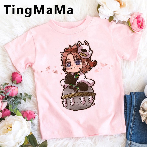 Demon Slayer Kimetsu No Yaiba T Shirt Kids Summer Tops Cartoon T-shirt Funny Anime Demon Blade Girls Tops Cute Children Clothes