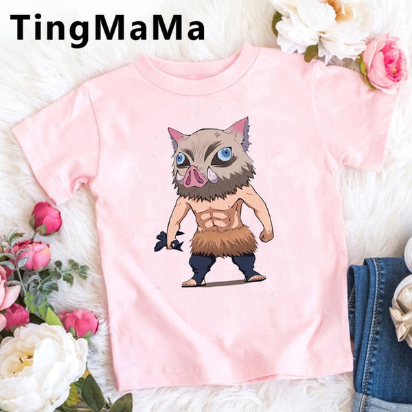 Demon Slayer Kimetsu No Yaiba T Shirt Kids Summer Tops Cartoon T-shirt Funny Anime Demon Blade Girls Tops Cute Children Clothes