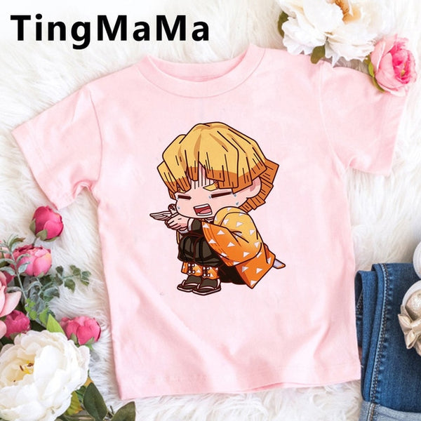 Demon Slayer Kimetsu No Yaiba T Shirt Kids Summer Tops Cartoon T-shirt Funny Anime Demon Blade Girls Tops Cute Children Clothes