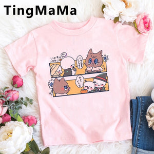 Demon Slayer Kimetsu No Yaiba T Shirt Kids Summer Tops Cartoon T-shirt Funny Anime Demon Blade Girls Tops Cute Children Clothes