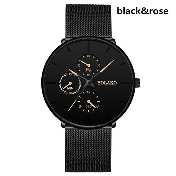 Mens Watches Male Luminous Quartz Watch Casual Slim Mesh Steel Waterproof Sport Watch 2020 Gift Relogio Masculino kol saati