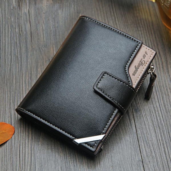 New Business men's wallet Short vertical Male Coin Purse casual multi-function card Holders bag zipper buckle triangle folding