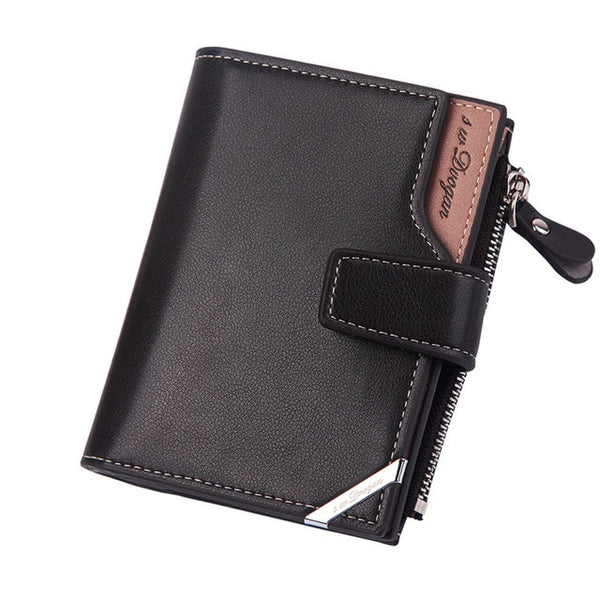 New Business men's wallet Short vertical Male Coin Purse casual multi-function card Holders bag zipper buckle triangle folding