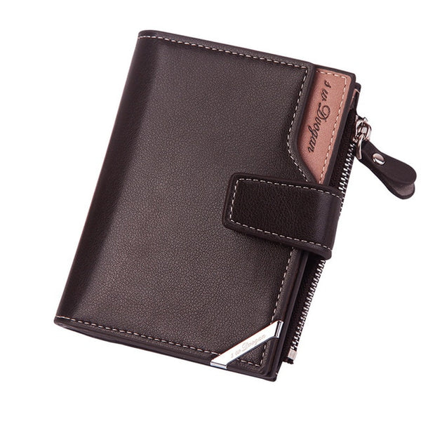 New Business men's wallet Short vertical Male Coin Purse casual multi-function card Holders bag zipper buckle triangle folding