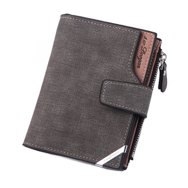 New Business men's wallet Short vertical Male Coin Purse casual multi-function card Holders bag zipper buckle triangle folding