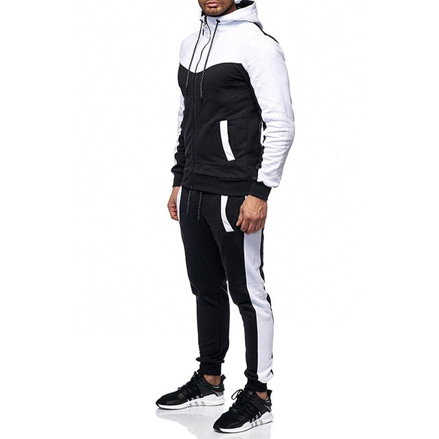 New Fashion Men Set Zipper Hoodies+Pants Sets Male Tracksuit Men's Casual Slim Fit Sportswear Male Brand Sweat Shirts Clothing