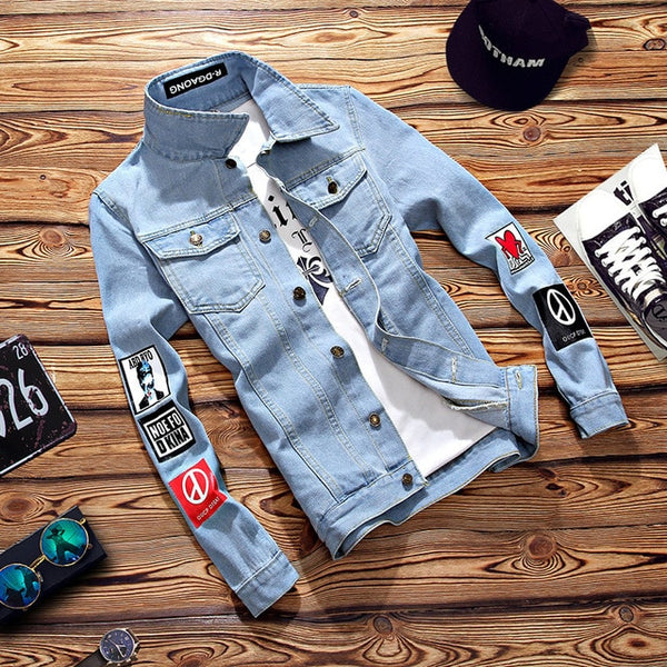 Jacket Chaqueta Hombre Solid Casual Slim Mens Denim Jacket Bomber Jacket Men Cowboy Men's Spring Jean