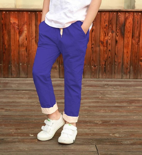 IENENS Summer Kids Pants Spring Ankle-length Pants Boy Cotton Thin Trousers Child Elastic Waist Pants