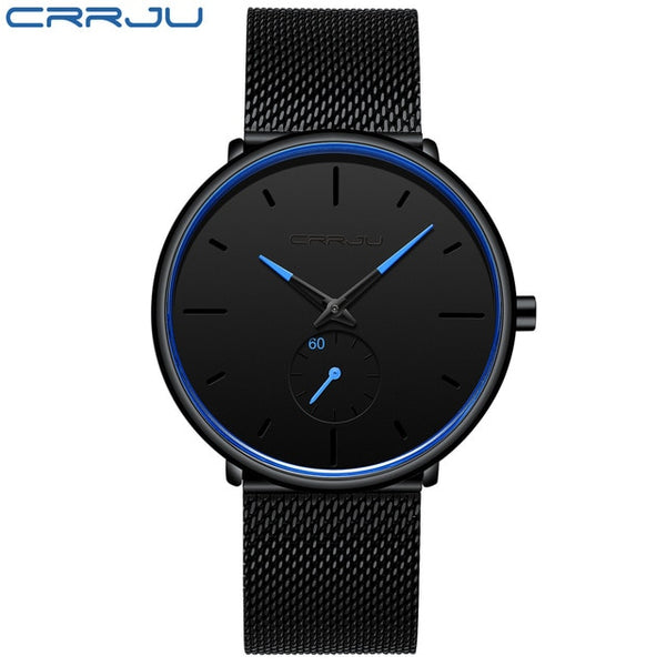 New CRRJU Top Brand Men Watches Men's Full Steel Mesh Band Waterproof Casual Quartz Clock Male Wrist Watch Relogio Masculino