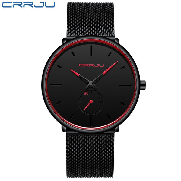 New CRRJU Top Brand Men Watches Men's Full Steel Mesh Band Waterproof Casual Quartz Clock Male Wrist Watch Relogio Masculino