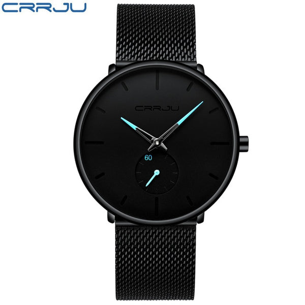 New CRRJU Top Brand Men Watches Men's Full Steel Mesh Band Waterproof Casual Quartz Clock Male Wrist Watch Relogio Masculino