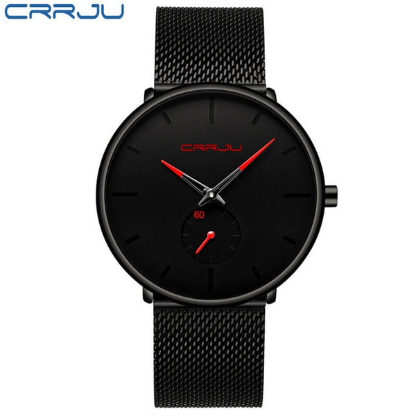 New CRRJU Top Brand Men Watches Men's Full Steel Mesh Band Waterproof Casual Quartz Clock Male Wrist Watch Relogio Masculino