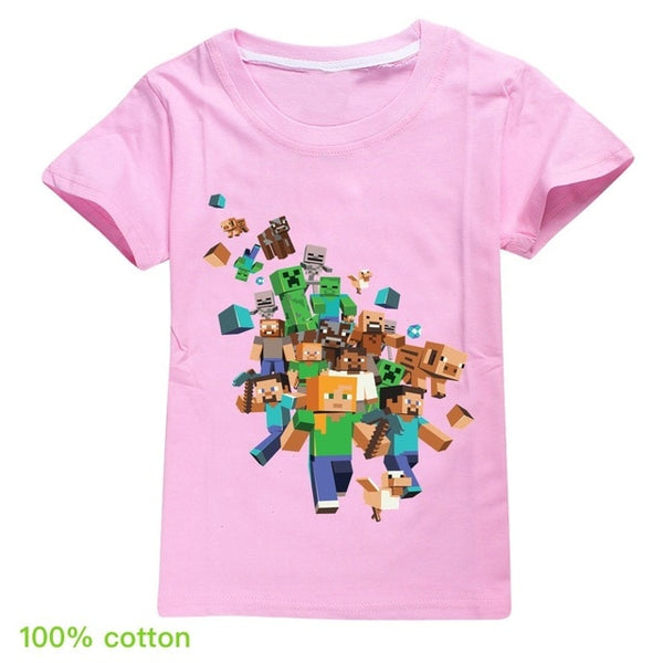 Kids Boys Girls Summer Short Sleeve Minecraftingly Cartoon Clothes Sweatshirts T Shirt Christmas  Creeper Tops 2020 UNSPEAKABLE