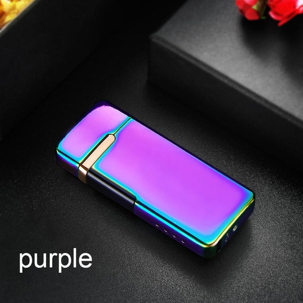 New Double Plasma Lighter Windproof Electronic USB Recharge Arc  Cigarette Smoking Electric Lighter