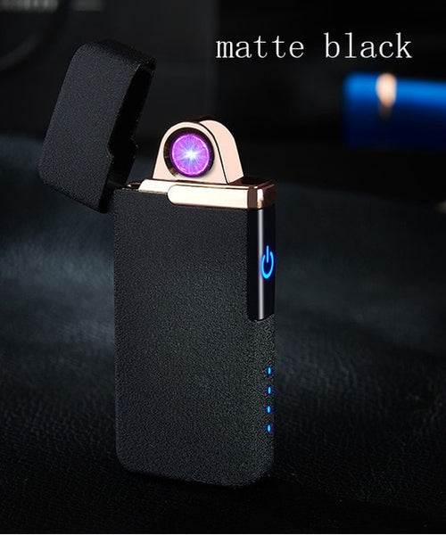 New Double Plasma Lighter Windproof Electronic USB Recharge Arc  Cigarette Smoking Electric Lighter