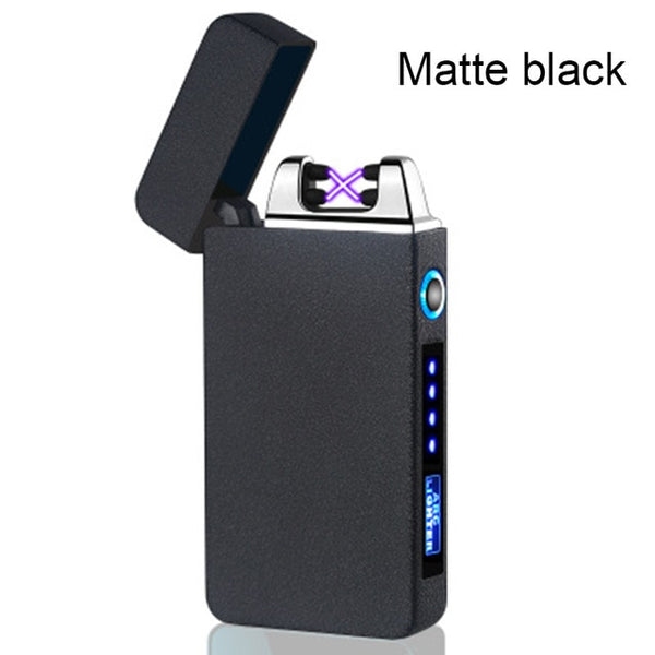 New Double Plasma Lighter Windproof Electronic USB Recharge Arc  Cigarette Smoking Electric Lighter