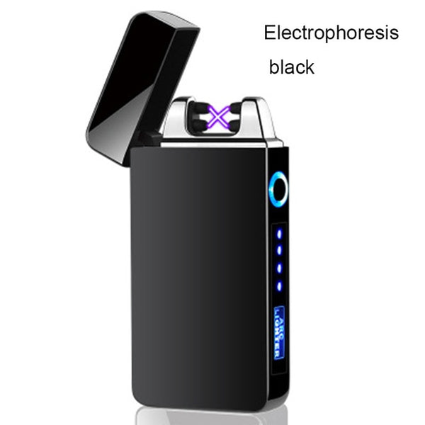 New Double Plasma Lighter Windproof Electronic USB Recharge Arc  Cigarette Smoking Electric Lighter