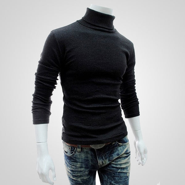 2020 Autumn Winter Classic Men's Sweater Males Turtleneck Casual Sweater Homme Slim Fit Knitted Cotton Pullovers Solid Color