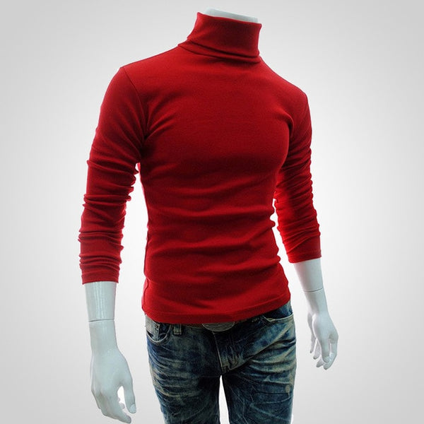 2020 Autumn Winter Classic Men's Sweater Males Turtleneck Casual Sweater Homme Slim Fit Knitted Cotton Pullovers Solid Color