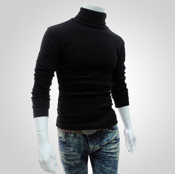 2020 Autumn Winter Classic Men's Sweater Males Turtleneck Casual Sweater Homme Slim Fit Knitted Cotton Pullovers Solid Color