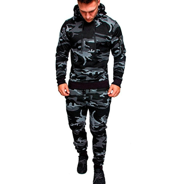 Mens New Sets Camouflage Autumn Running Casual Jogger Tracksuit Men Sweatshirt Sports Set Gym Zipper Slim Fit Male Sport Suit