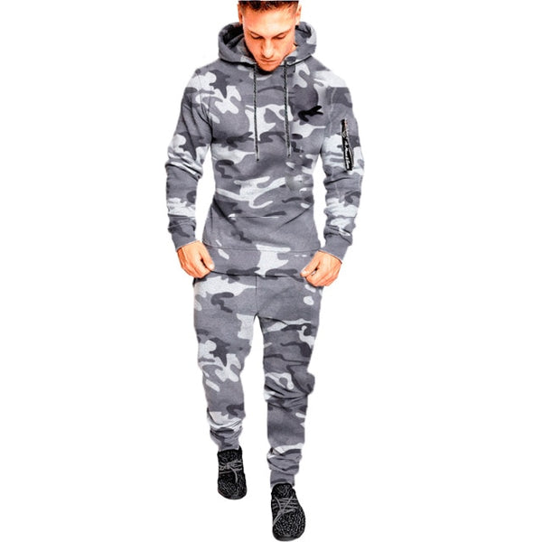 Mens New Sets Camouflage Autumn Running Casual Jogger Tracksuit Men Sweatshirt Sports Set Gym Zipper Slim Fit Male Sport Suit