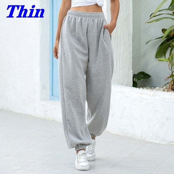 2020 Sweatpants Women Baggy Gray Sports Pants Joggers Wide Leg Oversized Streetwear High Waisted Trousers Women