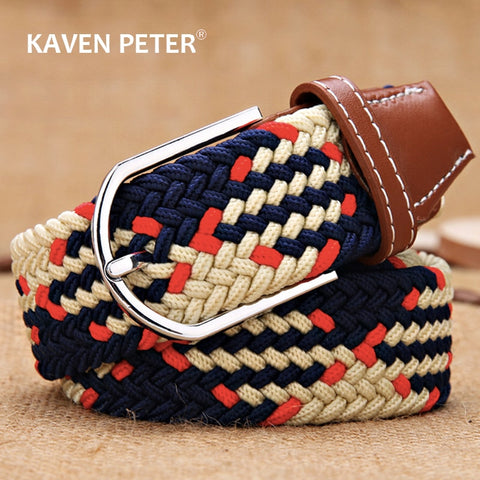 Men Women Elastic Stretch Belts One Size Casual Knitted Pin Buckle Belt Woven Canvas Webbing 2020 Fashion Jeans Belt 105 cm