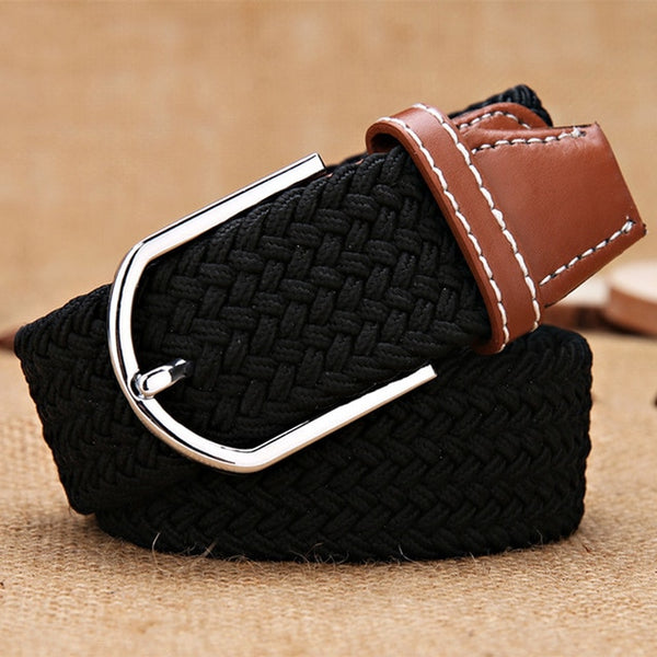 Men Women Elastic Stretch Belts One Size Casual Knitted Pin Buckle Belt Woven Canvas Webbing 2020 Fashion Jeans Belt 105 cm