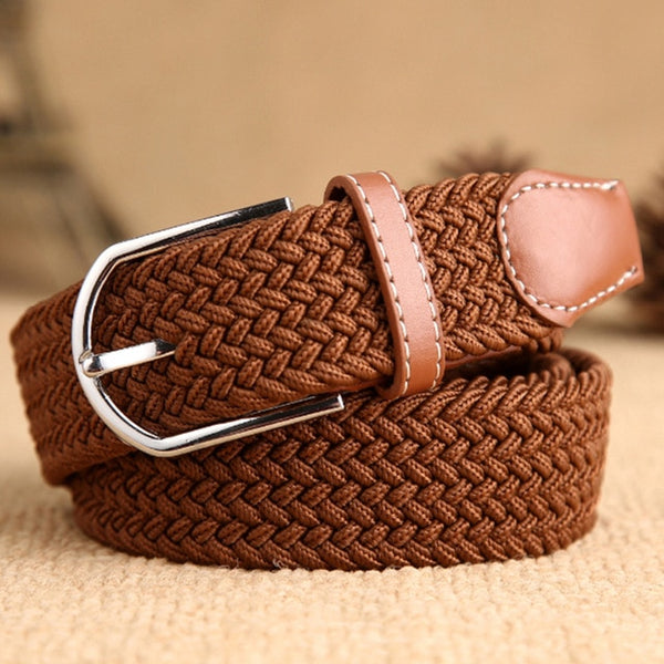 Men Women Elastic Stretch Belts One Size Casual Knitted Pin Buckle Belt Woven Canvas Webbing 2020 Fashion Jeans Belt 105 cm