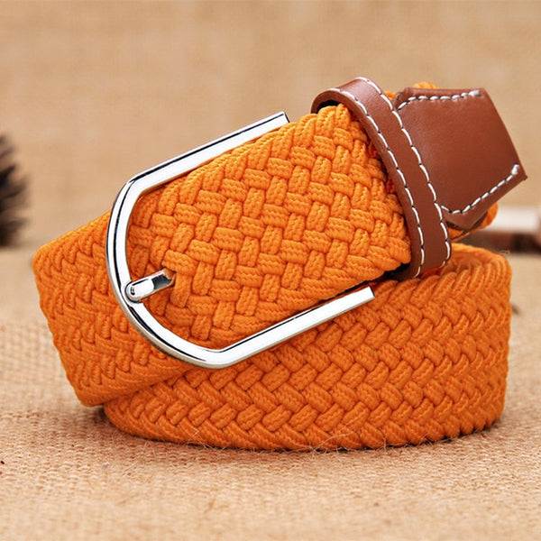 Men Women Elastic Stretch Belts One Size Casual Knitted Pin Buckle Belt Woven Canvas Webbing 2020 Fashion Jeans Belt 105 cm