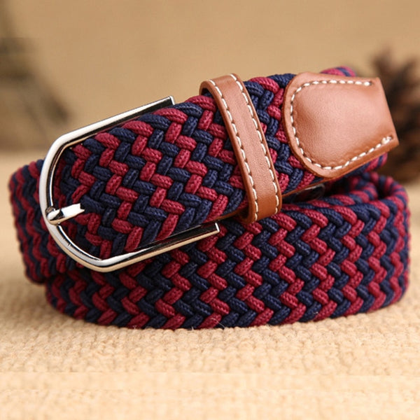 Men Women Elastic Stretch Belts One Size Casual Knitted Pin Buckle Belt Woven Canvas Webbing 2020 Fashion Jeans Belt 105 cm