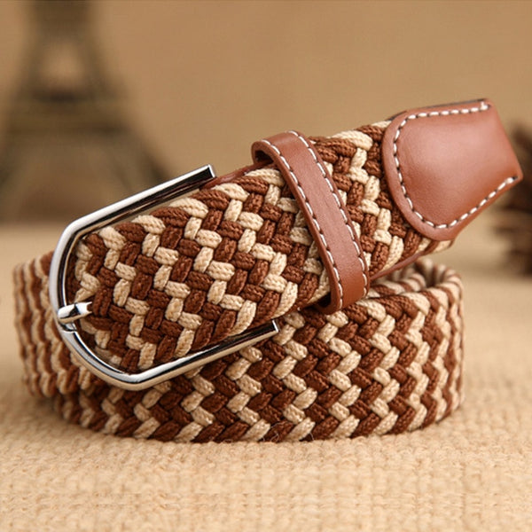 Men Women Elastic Stretch Belts One Size Casual Knitted Pin Buckle Belt Woven Canvas Webbing 2020 Fashion Jeans Belt 105 cm