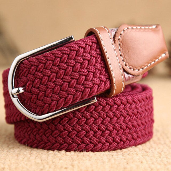 Men Women Elastic Stretch Belts One Size Casual Knitted Pin Buckle Belt Woven Canvas Webbing 2020 Fashion Jeans Belt 105 cm