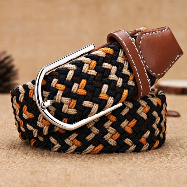 Men Women Elastic Stretch Belts One Size Casual Knitted Pin Buckle Belt Woven Canvas Webbing 2020 Fashion Jeans Belt 105 cm