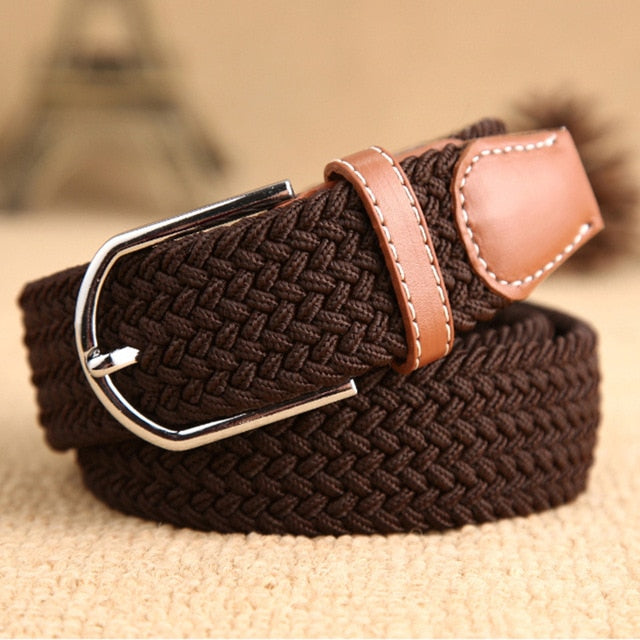 Men Women Elastic Stretch Belts One Size Casual Knitted Pin Buckle Belt Woven Canvas Webbing 2020 Fashion Jeans Belt 105 cm