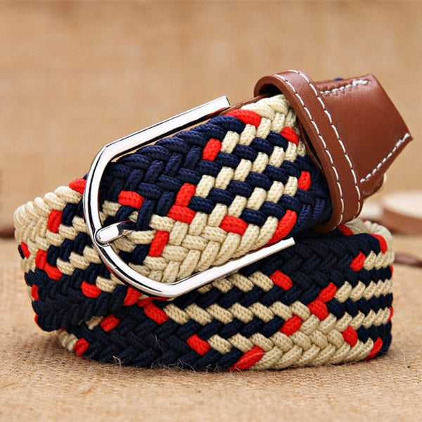 Men Women Elastic Stretch Belts One Size Casual Knitted Pin Buckle Belt Woven Canvas Webbing 2020 Fashion Jeans Belt 105 cm