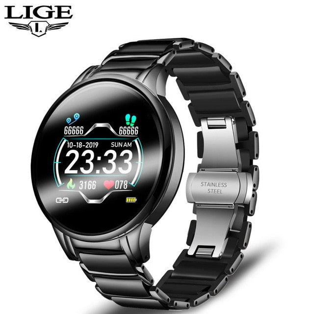 LIGE New Luxury Smart watch Women Heart Rate Blood Pressure Sport Multi-function For IOS Android Ceramic Strap Ladies Smartwatch