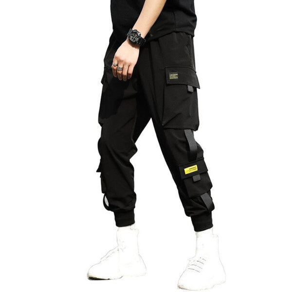 Casual Men Breathable Ankle Tie Pocket Drawstring Cargo Pants Ninth Trousers S-XXL can choose easy to match