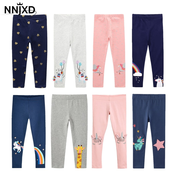 Girls Leggings 100% Cotton Boy's Trousers Fille Kids Pants Girls Pants Skinny Print Cartoon Pattern Children Leggings Trousers