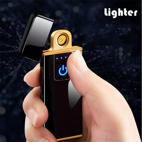 Fingerprint Induction USB Lighters Rechargeable Ultra-thin Male Personality Plasma Flameless Electric Lighters Gadgets for Men