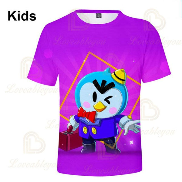 Shooter Boys Girls 3D PRIMO MORTIS Short T-shirt Crow Spike Leon Shelly Brawling Tshirt Kids Game Star Shirt Tops Birthday Gift