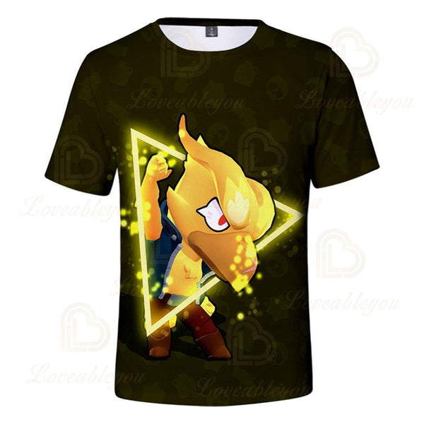 Shooter Boys Girls 3D PRIMO MORTIS Short T-shirt Crow Spike Leon Shelly Brawling Tshirt Kids Game Star Shirt Tops Birthday Gift