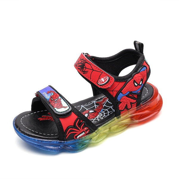 Summer Kids Luminous Sandals Fashion Boys Spiderman Ultraman Sandalias Hombre Children Comfortable Beach Sandals LED Light Shoes