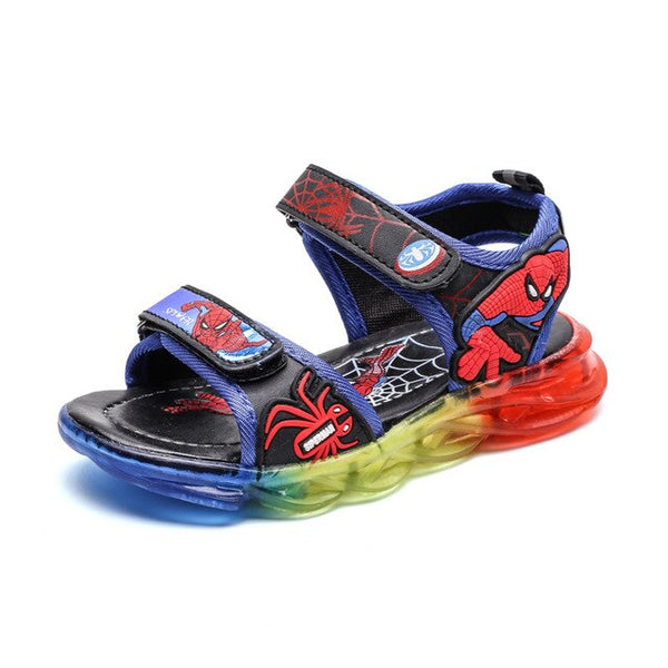 Summer Kids Luminous Sandals Fashion Boys Spiderman Ultraman Sandalias Hombre Children Comfortable Beach Sandals LED Light Shoes