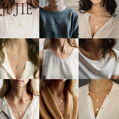 JUJIE Choker Chain Stainless Steel Necklace For Women 2020 Layered Initia Statement Pendant Necklaces Jewelery Dropshipping