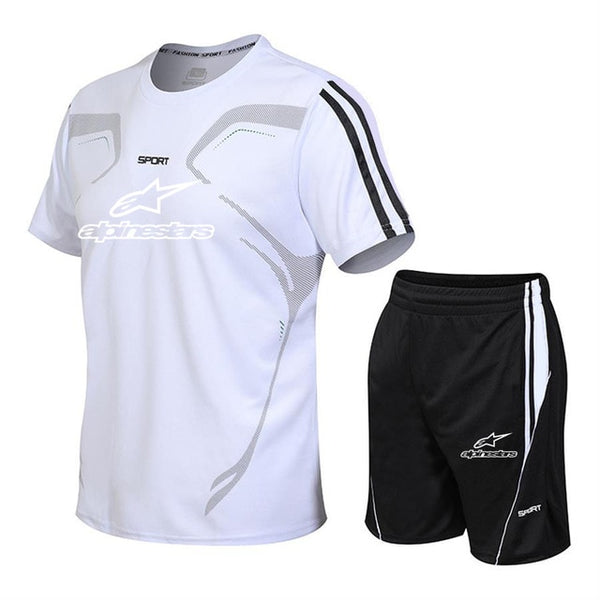 New casual men's brand sportswear clothing men's suits fitness sportswear short-sleeved T-shirt + shorts quick-drying 2 sets