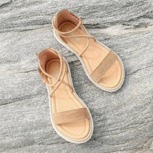 Women Faux Suede Sandals  Fashion Summer Shoes Woman Flat Sandals Rope Lace Up Gladiator Sandals Non-slip Beach Chaussures Femme