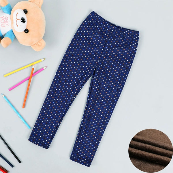 High quality Winter Fur Girls Leggings Children Pants Kids Thick Warm Elastic Waist Colorful Cotton Girl Pants 3-11 Years